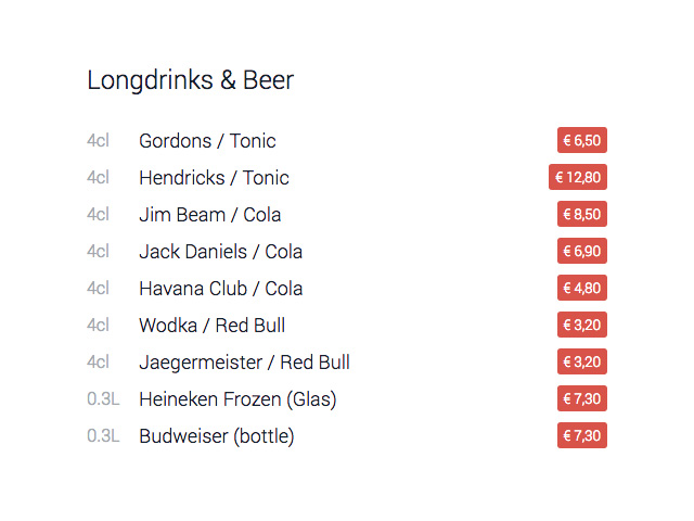 Menus List